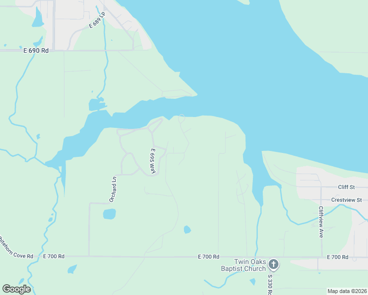 map of restaurants, bars, coffee shops, grocery stores, and more near 69477 South 325 Road in Wagoner