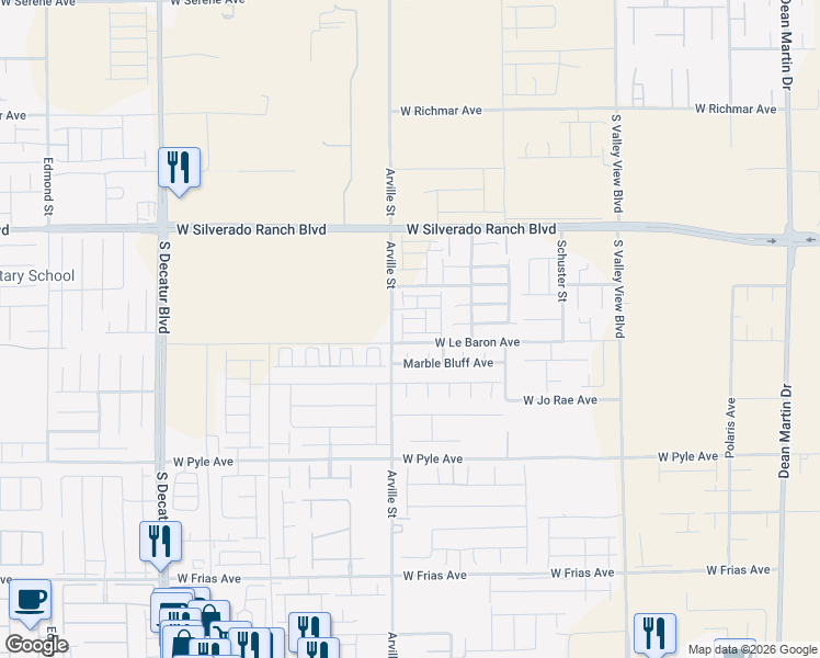map of restaurants, bars, coffee shops, grocery stores, and more near 4356 Vantage Ridge in Las Vegas