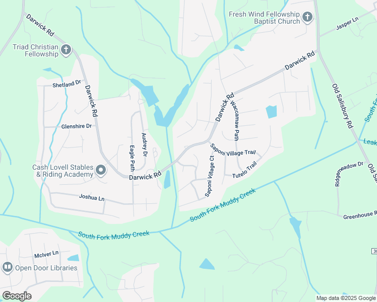 map of restaurants, bars, coffee shops, grocery stores, and more near 2080 Darwick Road in Winston-Salem