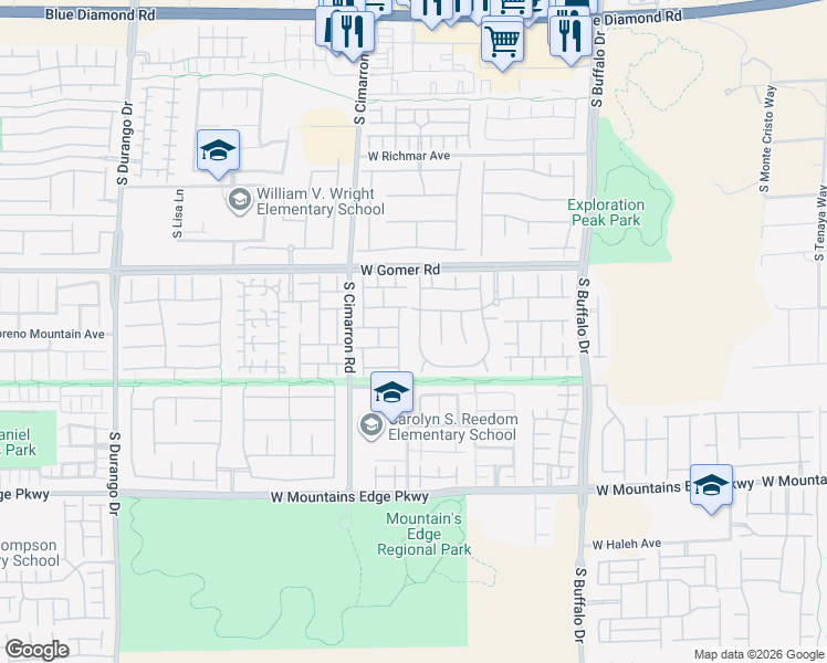 map of restaurants, bars, coffee shops, grocery stores, and more near 9819 High Alpine Street in Las Vegas