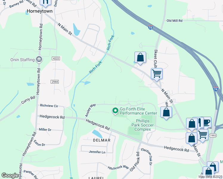 map of restaurants, bars, coffee shops, grocery stores, and more near 620 Ansley Way in High Point
