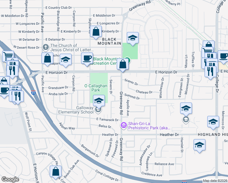 map of restaurants, bars, coffee shops, grocery stores, and more near 384 Cove Court in Henderson