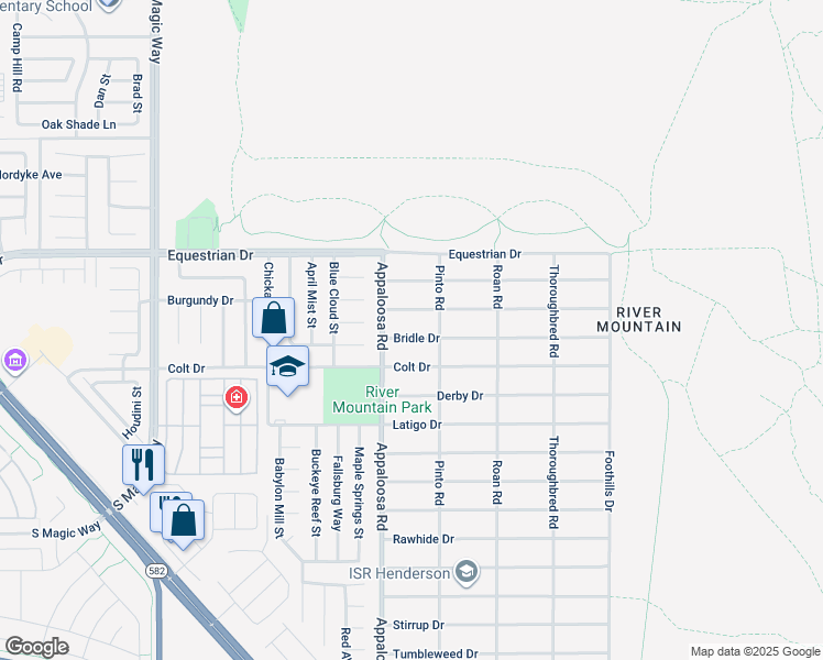 map of restaurants, bars, coffee shops, grocery stores, and more near 1520 Bridle Drive in Henderson