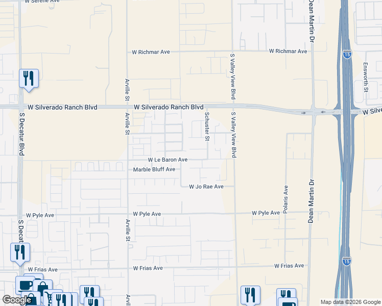 map of restaurants, bars, coffee shops, grocery stores, and more near 4230 Prairie Star Avenue in Las Vegas