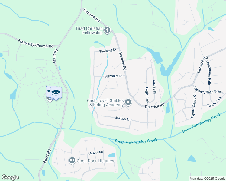 map of restaurants, bars, coffee shops, grocery stores, and more near 3210 Clamoor Drive in Winston-Salem