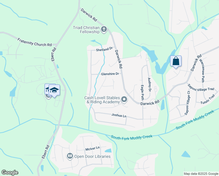 map of restaurants, bars, coffee shops, grocery stores, and more near 3210 Clamoor Drive in Winston-Salem