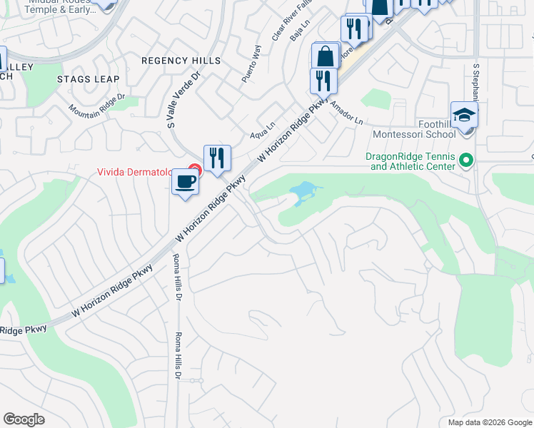 map of restaurants, bars, coffee shops, grocery stores, and more near 491 Toucan Ridge Court in Henderson