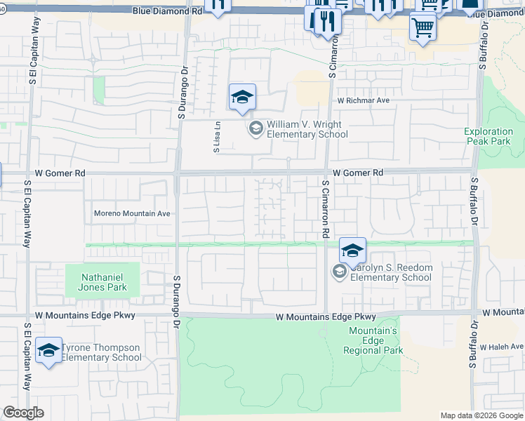 map of restaurants, bars, coffee shops, grocery stores, and more near 8373 Gourley Avenue in Las Vegas
