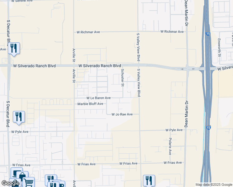 map of restaurants, bars, coffee shops, grocery stores, and more near 3995 Redwood Glen Court in Las Vegas