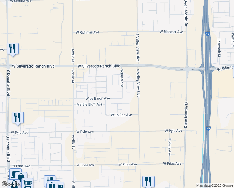 map of restaurants, bars, coffee shops, grocery stores, and more near 3920 Le Baron Avenue in Las Vegas