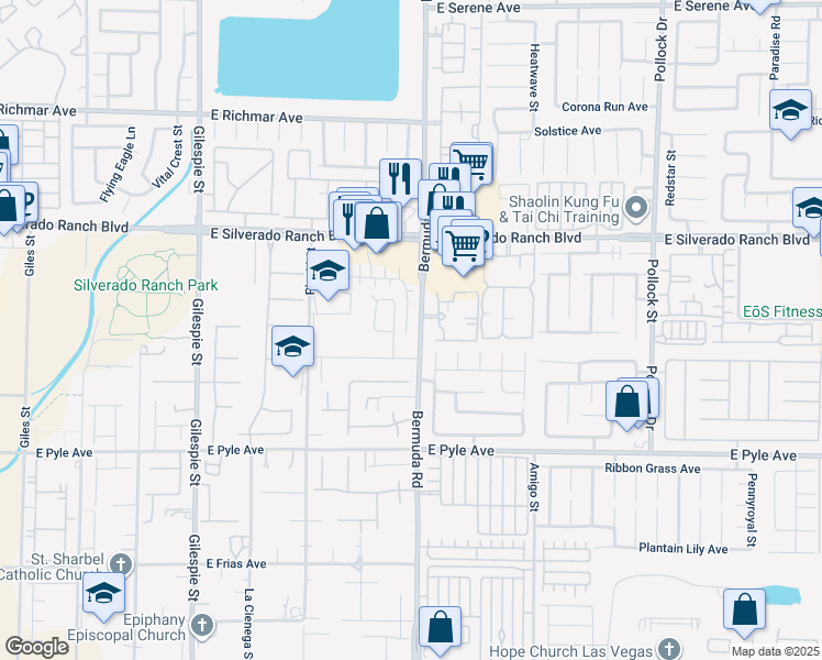 map of restaurants, bars, coffee shops, grocery stores, and more near 9876 Gold Pan Court in Las Vegas