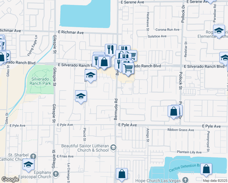map of restaurants, bars, coffee shops, grocery stores, and more near 9876 Gold Pan Court in Las Vegas