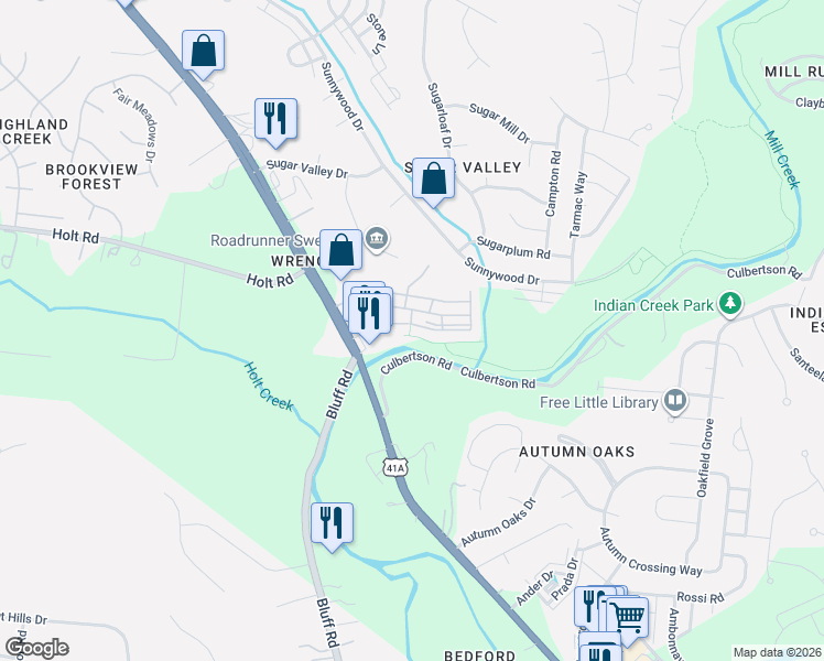 map of restaurants, bars, coffee shops, grocery stores, and more near 8511 Burnham Lane in Nashville