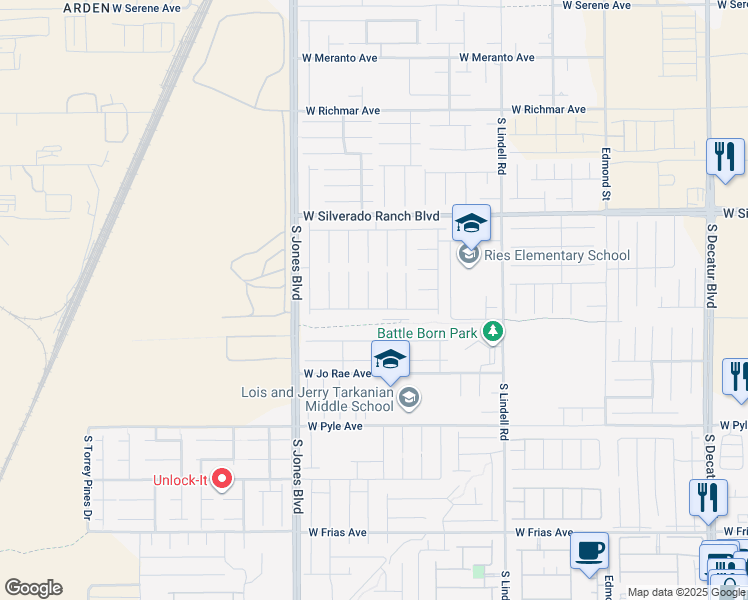 map of restaurants, bars, coffee shops, grocery stores, and more near 9876 Parador Cellars Court in Las Vegas