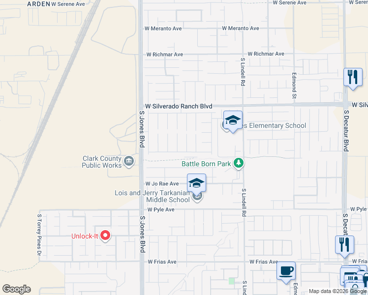 map of restaurants, bars, coffee shops, grocery stores, and more near 9857 Mercer Estates Ct in Las Vegas