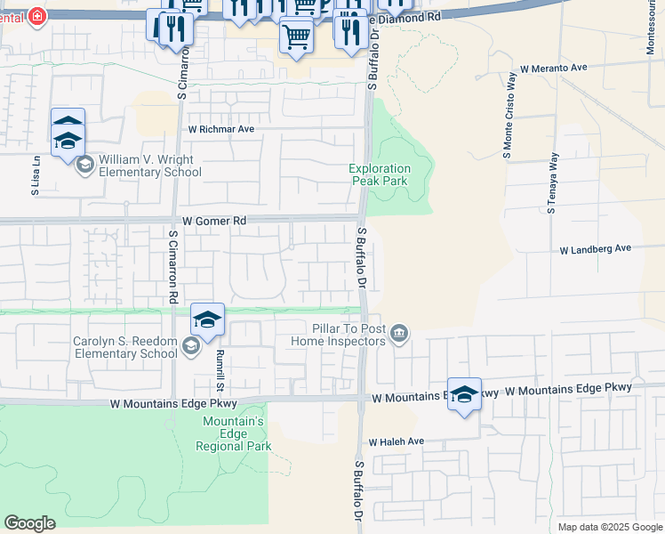 map of restaurants, bars, coffee shops, grocery stores, and more near 9806 Buttermilk Falls Street in Las Vegas