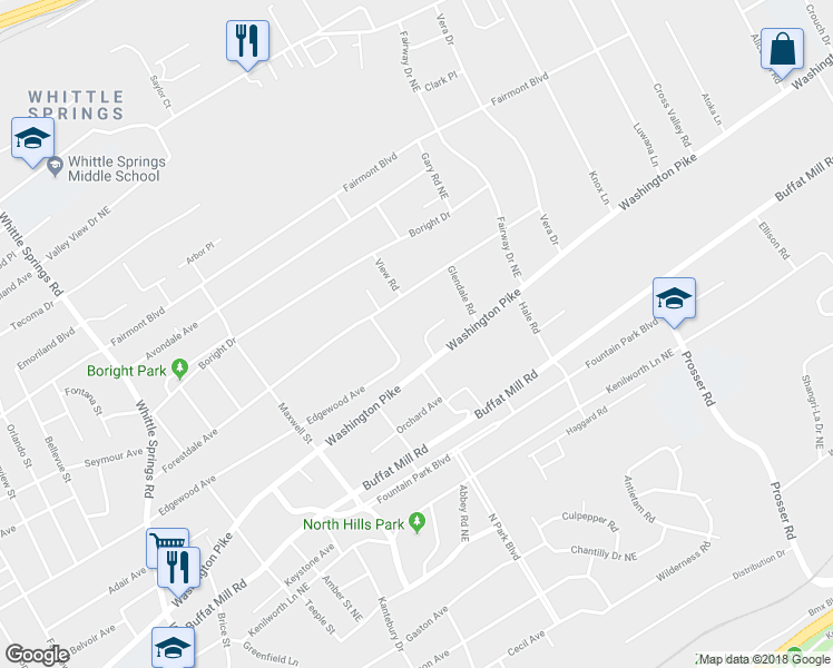 map of restaurants, bars, coffee shops, grocery stores, and more near 3235 Thomas Hill Way in Knoxville