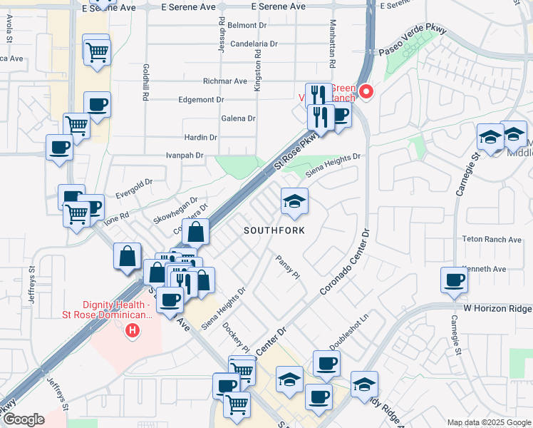map of restaurants, bars, coffee shops, grocery stores, and more near 513 Crumpler Place in Henderson