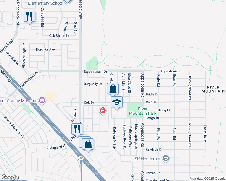 map of restaurants, bars, coffee shops, grocery stores, and more near 1916 Chickasaw Drive in Henderson