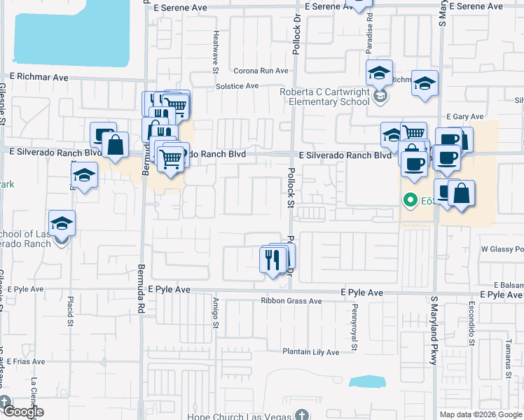 map of restaurants, bars, coffee shops, grocery stores, and more near 710 Elliott Peak Avenue in Las Vegas