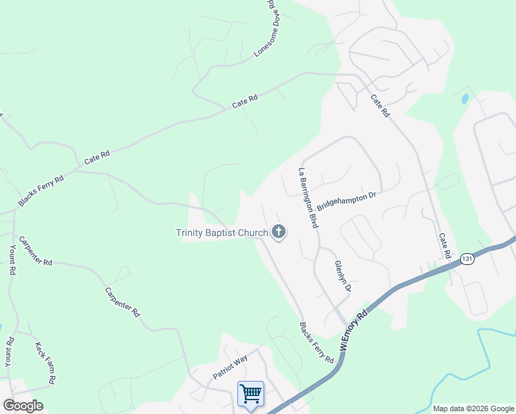 map of restaurants, bars, coffee shops, grocery stores, and more near 7629 Asher Lane in Knoxville