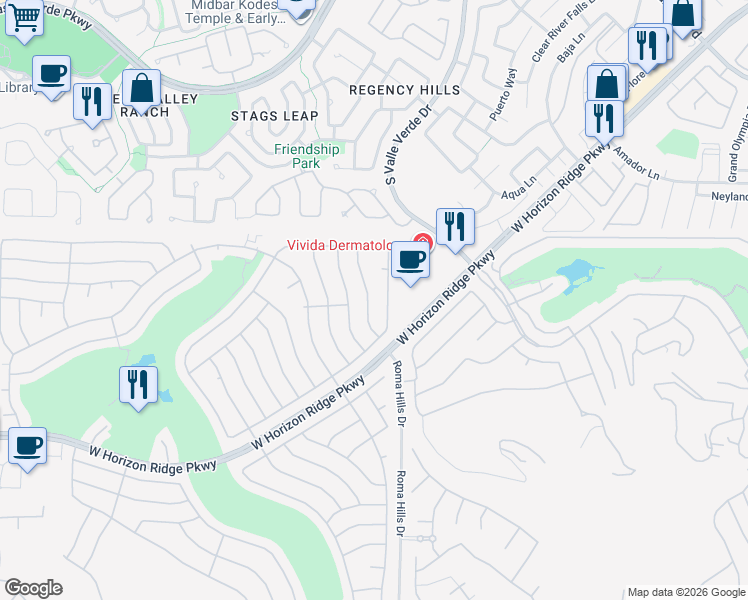 map of restaurants, bars, coffee shops, grocery stores, and more near 490 Hidden Garden Place in Henderson