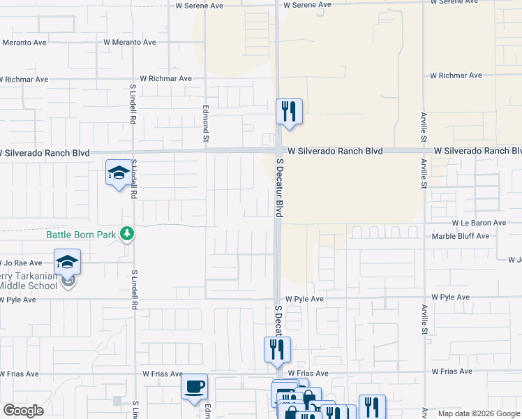 map of restaurants, bars, coffee shops, grocery stores, and more near 9864 Giant Steps Court in Las Vegas