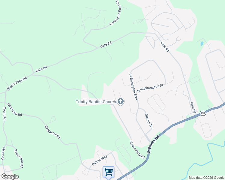 map of restaurants, bars, coffee shops, grocery stores, and more near 7629 Asher Lane in Knoxville