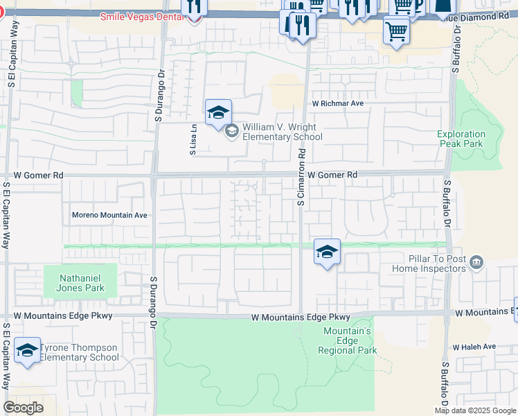 map of restaurants, bars, coffee shops, grocery stores, and more near 9784 Hearthfire Street in Las Vegas