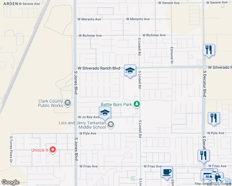 map of restaurants, bars, coffee shops, grocery stores, and more near 5623 Camilla Cellars Court in Las Vegas