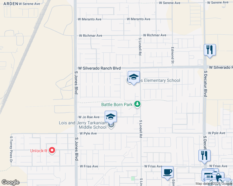 map of restaurants, bars, coffee shops, grocery stores, and more near 5659 Camilla Cellars Court in Las Vegas