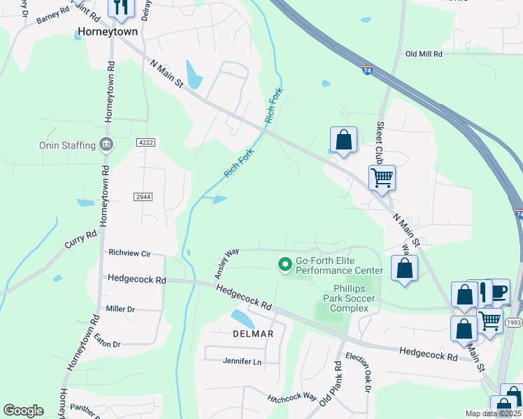 map of restaurants, bars, coffee shops, grocery stores, and more near 620 Ansley Way in High Point