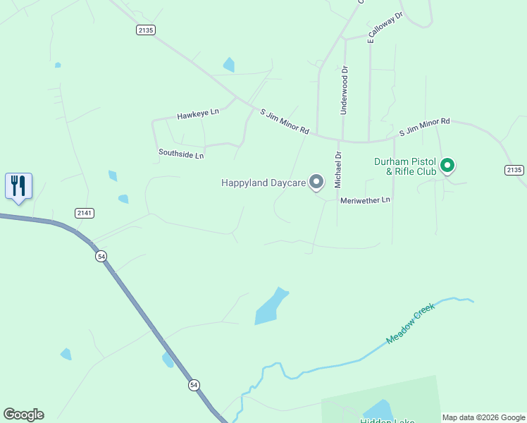 map of restaurants, bars, coffee shops, grocery stores, and more near 3849 Redbud Road in Haw River