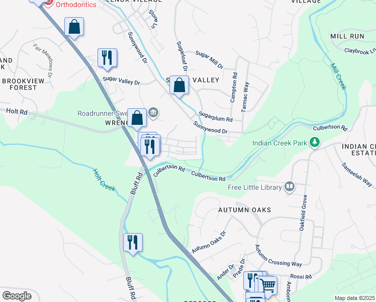 map of restaurants, bars, coffee shops, grocery stores, and more near 8212 Lenox Creekside Drive in Nashville