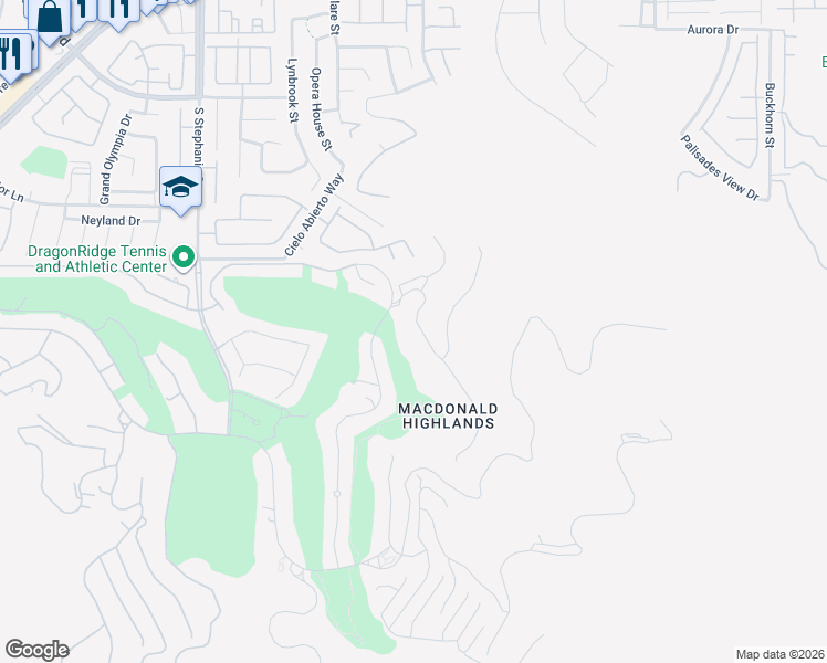 map of restaurants, bars, coffee shops, grocery stores, and more near 451 Serenity Point Drive in Henderson