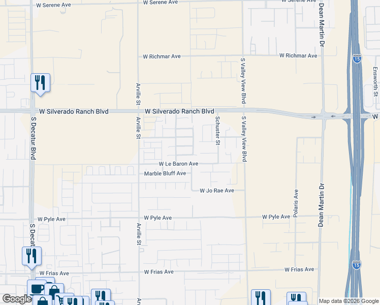map of restaurants, bars, coffee shops, grocery stores, and more near 4122 Prairie Star Avenue in Las Vegas