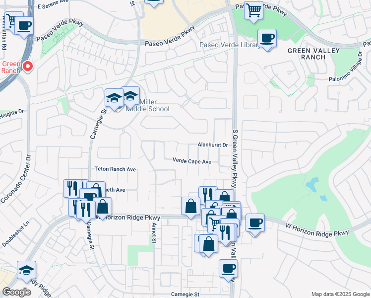 map of restaurants, bars, coffee shops, grocery stores, and more near 491 1st Light Street in Henderson