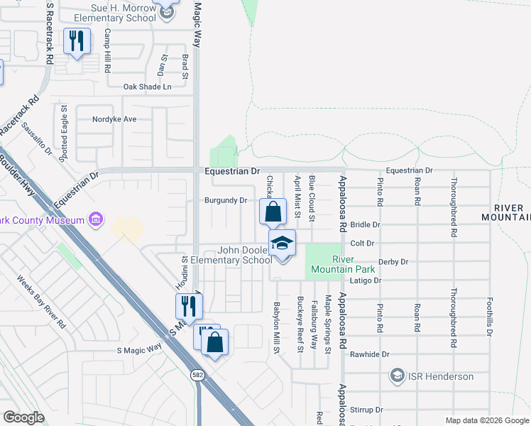 map of restaurants, bars, coffee shops, grocery stores, and more near 1915 Chickasaw Drive in Henderson
