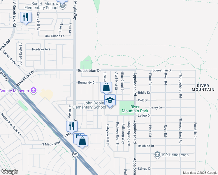 map of restaurants, bars, coffee shops, grocery stores, and more near 1889 Longmeadow Street in Henderson