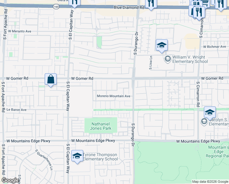 map of restaurants, bars, coffee shops, grocery stores, and more near 8719 Mount Mira Loma Avenue in Las Vegas