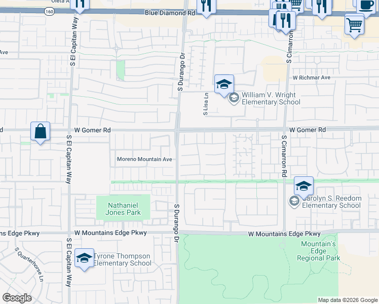 map of restaurants, bars, coffee shops, grocery stores, and more near 8560 Eureka Heights Court in Las Vegas