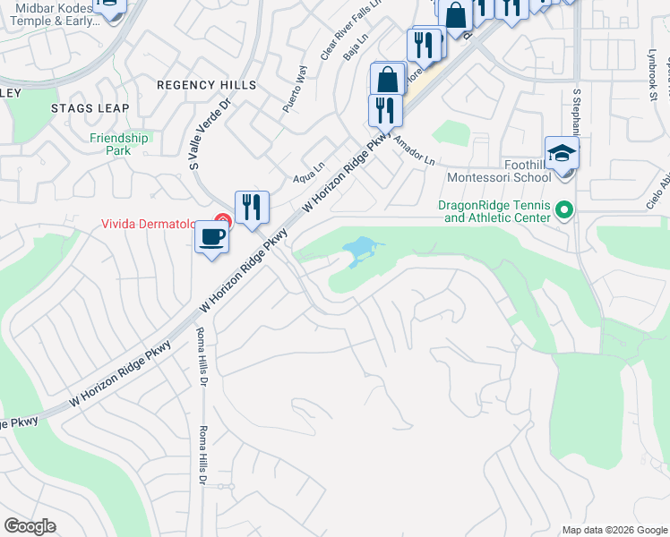 map of restaurants, bars, coffee shops, grocery stores, and more near 478 Toucan Ridge Court in Henderson