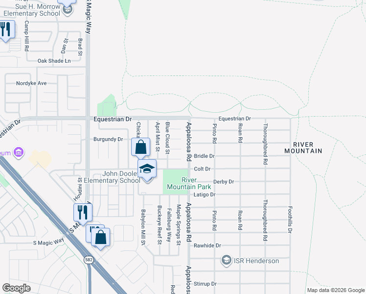 map of restaurants, bars, coffee shops, grocery stores, and more near 1425 Heartstring Court in Henderson