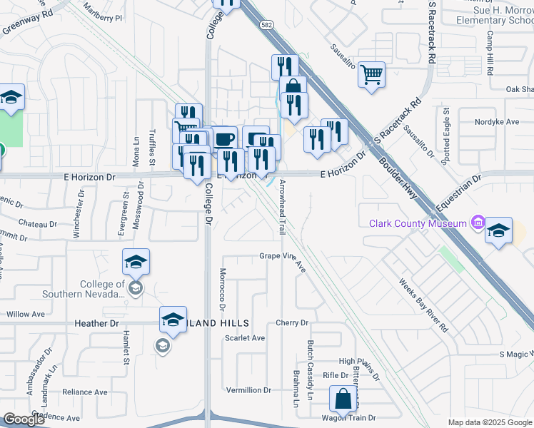 map of restaurants, bars, coffee shops, grocery stores, and more near 726 Cozy Canyon Drive in Henderson