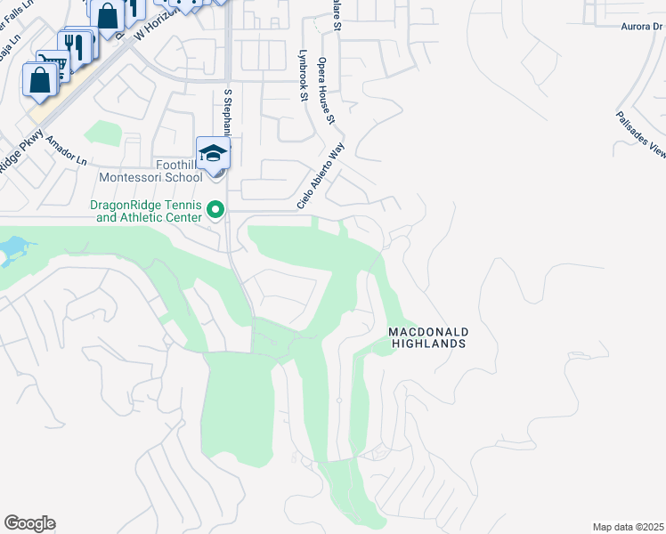 map of restaurants, bars, coffee shops, grocery stores, and more near 1344 Enchanted River Drive in Henderson