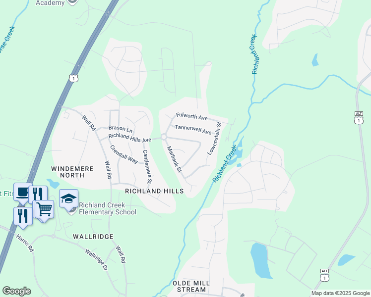 map of restaurants, bars, coffee shops, grocery stores, and more near 804 Vonkramer Court in Wake Forest