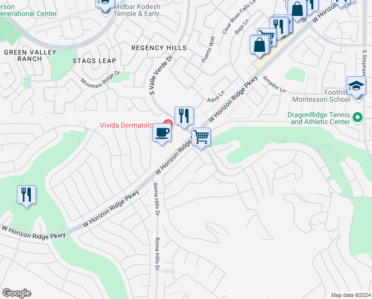 map of restaurants, bars, coffee shops, grocery stores, and more near 1704 Cypress Manor Drive in Henderson