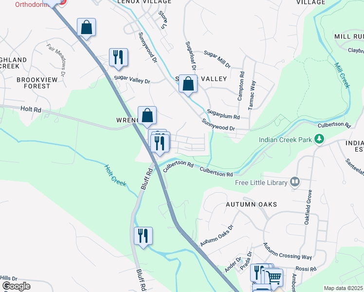 map of restaurants, bars, coffee shops, grocery stores, and more near 8511 Burnham Lane in Nashville