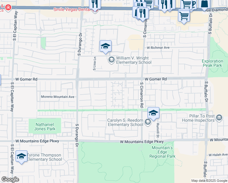 map of restaurants, bars, coffee shops, grocery stores, and more near 9781 Aleutian Street in Las Vegas
