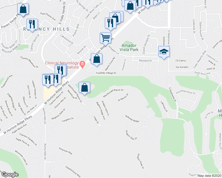 map of restaurants, bars, coffee shops, grocery stores, and more near 1508 Macdonald Ranch Drive in Henderson